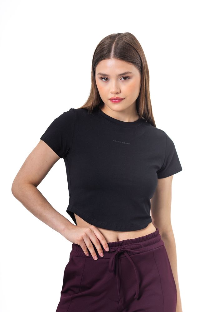 Kadın baskılı crop t-shirt