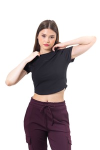 Kadın baskılı crop t-shirt #2