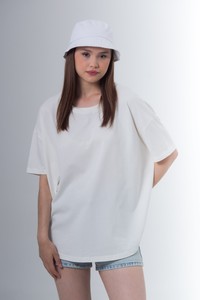 Kadın bisiklet yaka oversize pamuk t-shirt #2